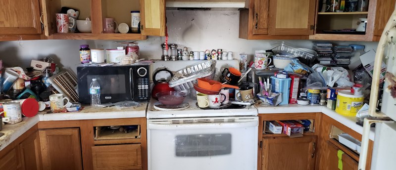 uncleaned kitchen/dining